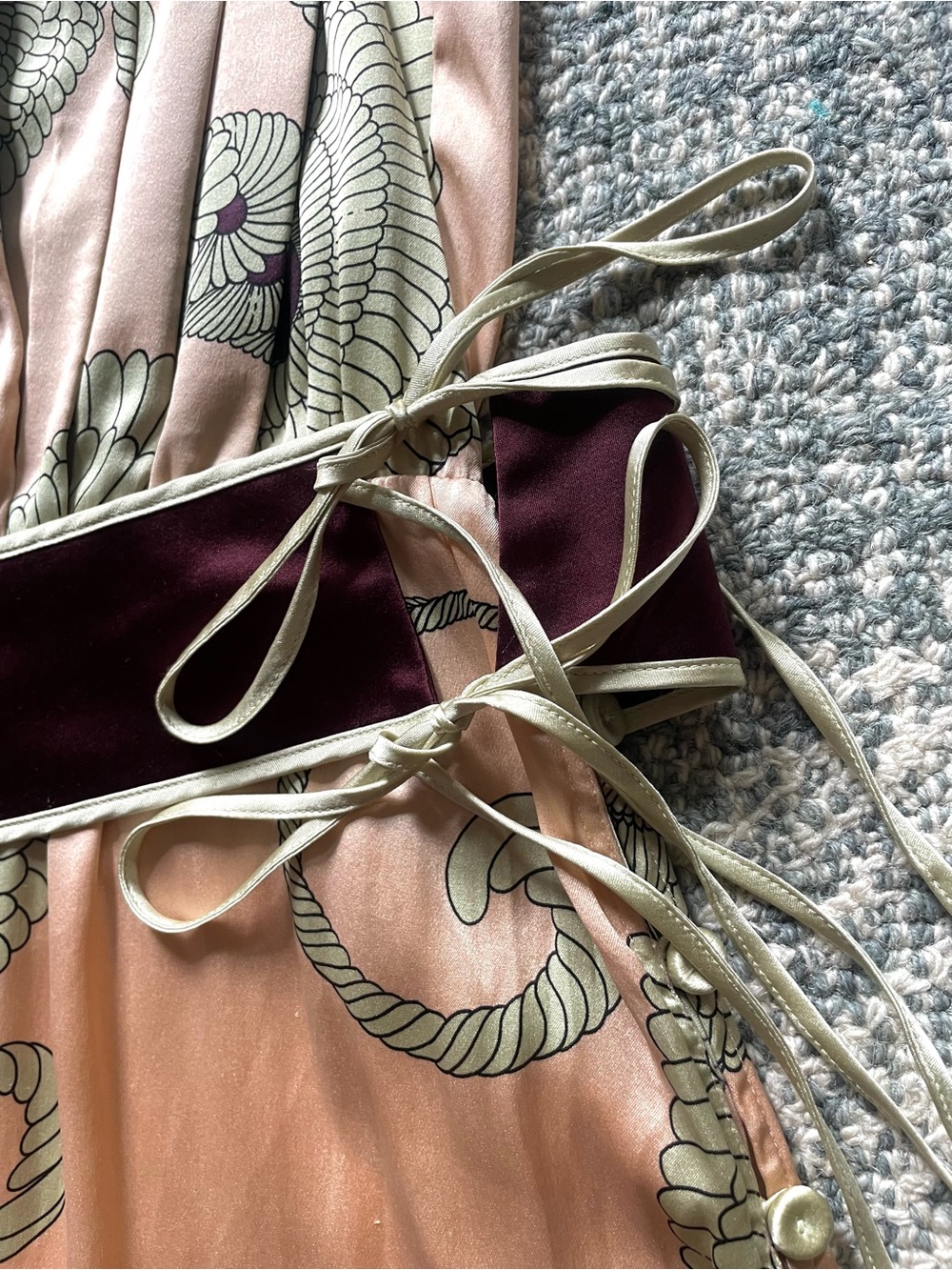 Vintage LA PERLA Main Line Silk Dress Medallion Floral Print Dusty Rose Purple - Picture 7 of 13